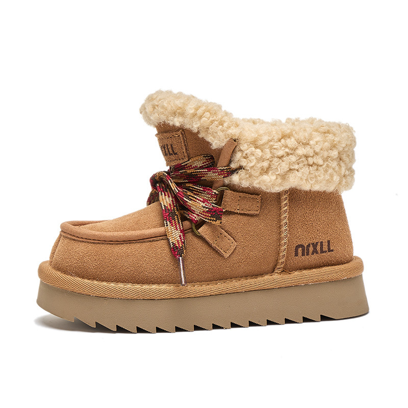Children's Snow Boots 2025 Winter New Girls' Lamb Wool Cotton Shoes Slip-On Fashionable Big Kids' Sneakers_voghion.com