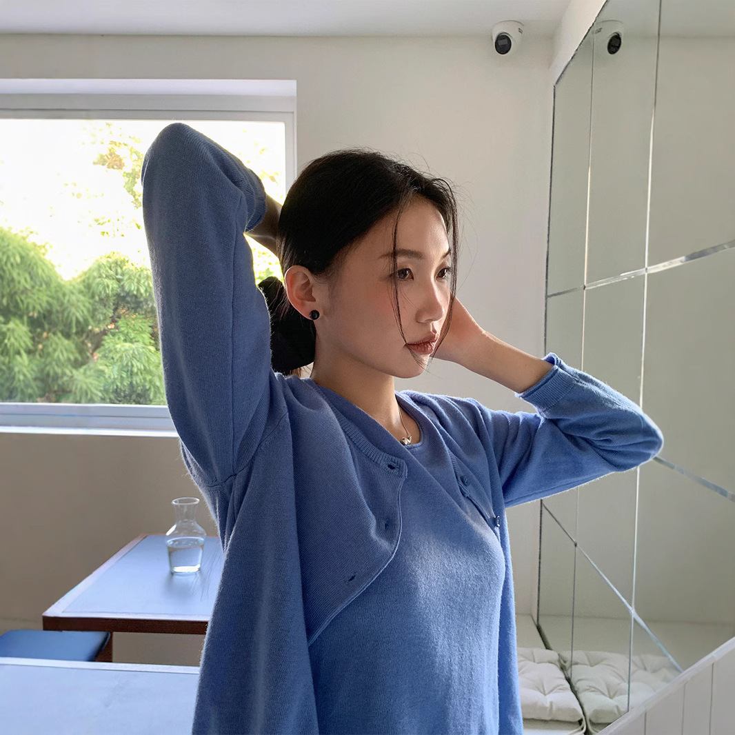 6UP早春新款韓系刺繡毛衣2025廣州13行新款極簡上衣慵懶百搭91080
