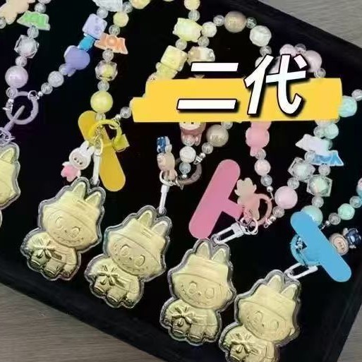 黄金拉布布labubu金箔手机链挂绳999足金20mg含金挂件钥匙扣礼物|undefined