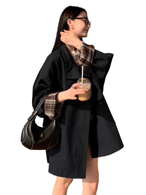 撞色短款风衣外套女2025初秋新款韩系小个子英伦风春季简约感大衣|undefined