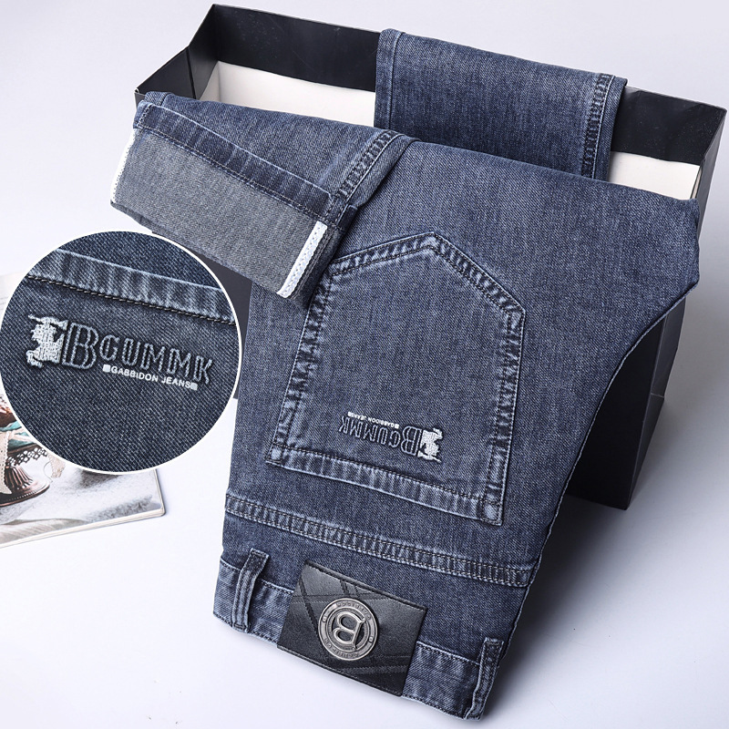 Men's Jeans, Light Luxury Trendy Personalized Embroidered Casual Trousers, Slim Fit, Versatile Straight-Leg Pants, Thin Style for Men Men's Jeans, Light Luxury Trendy Personalized Embroidered Casual Trousers, Slim Fit, Versatile Straight-Leg Pants, Thin Style for Men