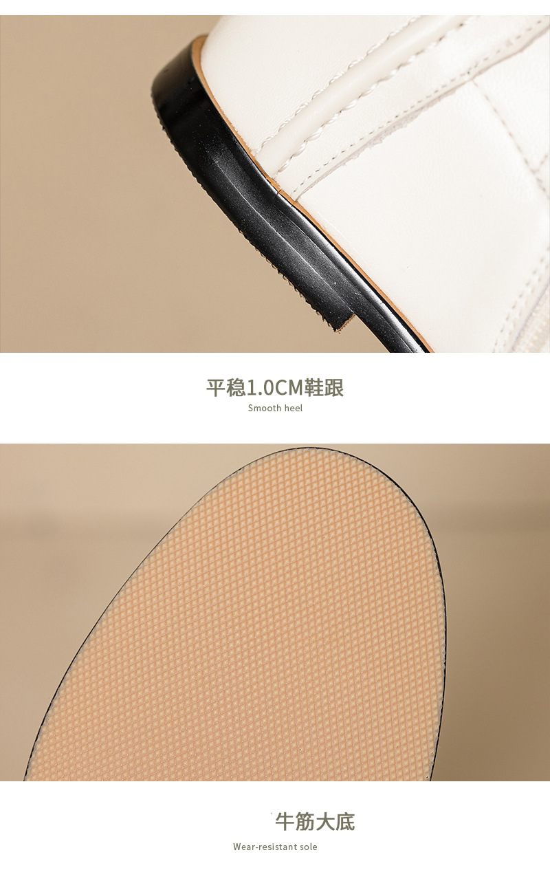 Boot nữ cổ thấp da bò đục lỗ đế xuồng đốt hoa — Màu be [lót một lớp] chi tiết 15