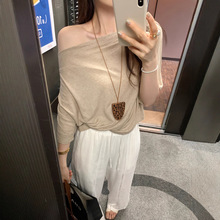 慵懒风设计一字肩斜肩短袖T恤女装好物2025夏季新款韩版漂亮上衣