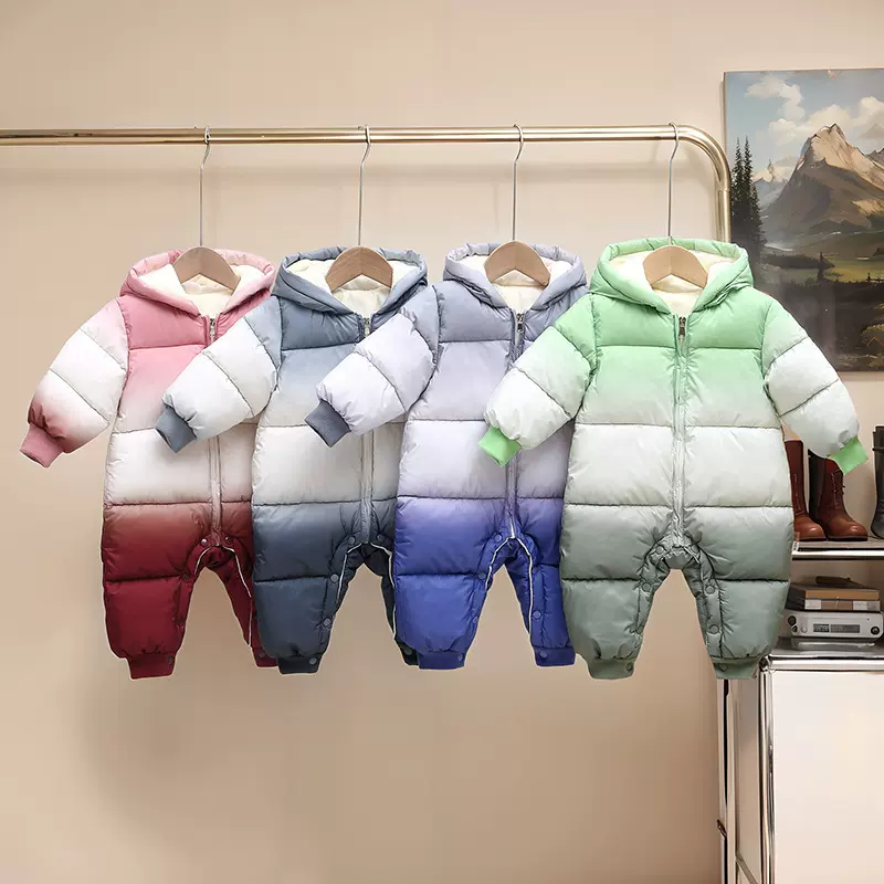 2025新款秋冬季新生儿棉衣男女婴幼儿爬爬服儿童宝宝棉服连体哈