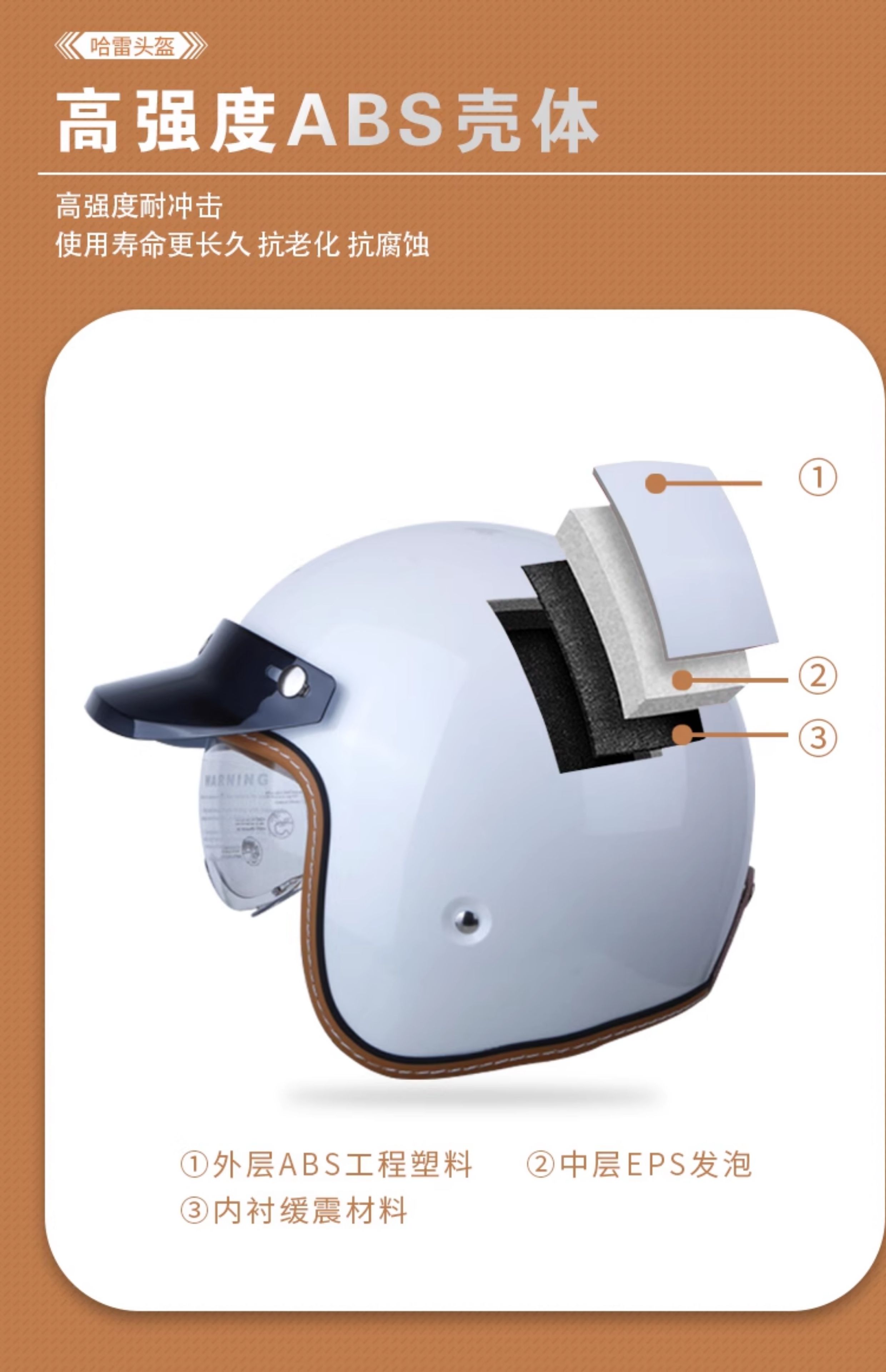 Retro Motorcycle Helmet 3/4 Open Face with Inner Visor
