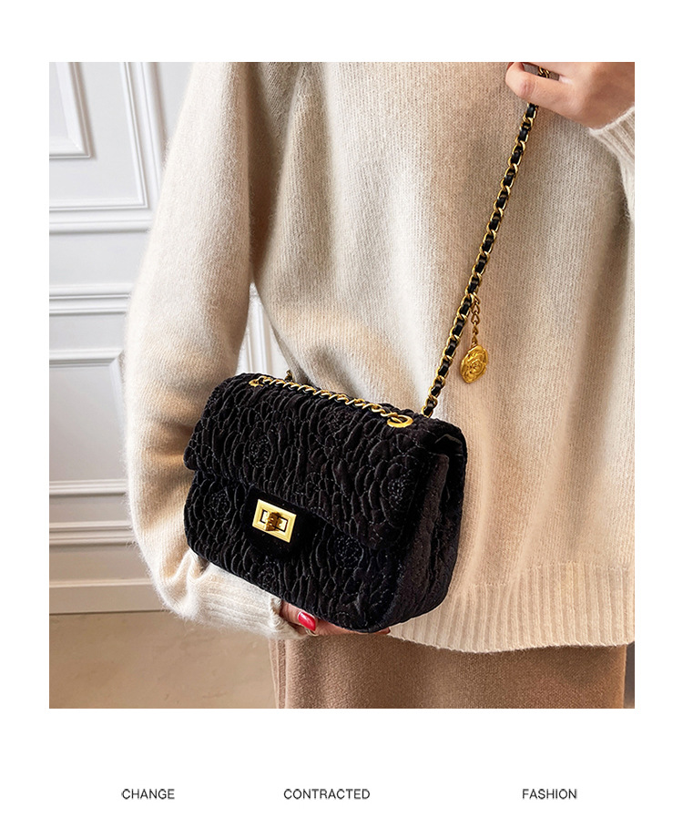 Toamnă și iarnă pentru femei 2024, la modă nouă, lanț de catifea Camelia, geantă crossbody pătrată mică, grasă la subrat_voghion.com