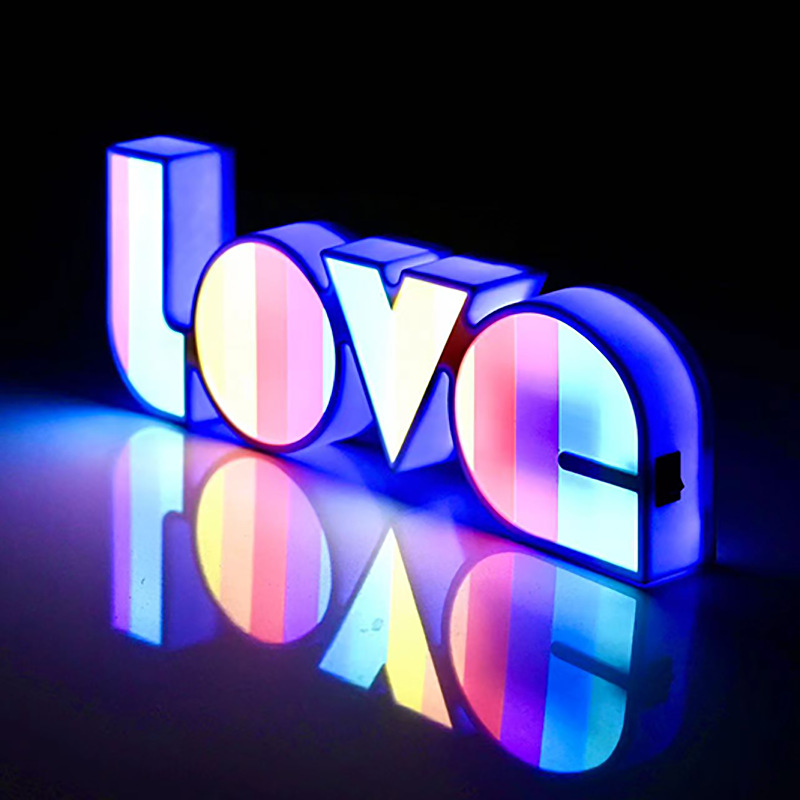 英文LOVE字母LED灯霓虹灯造型彩灯装饰ins风表白520彩虹灯箱