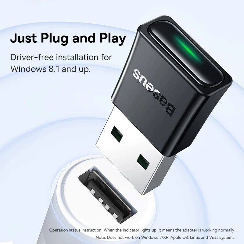 Ba07 USB Bluetooth Adapter Bluetooth 5.3 Adapter for PC Laptop Wireless Speaker Sound