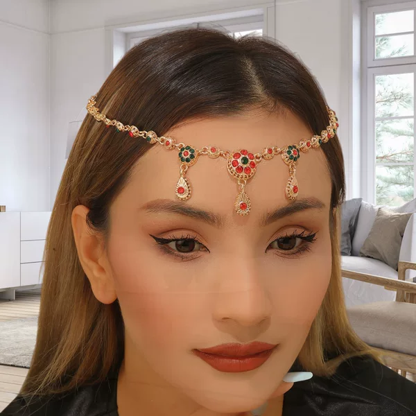 Bridal Wedding Decorations, Hair Accessories, Princess Head Chain, Light Luxury Style, Women's Head Jewelry, Diamond-Encrusted Water Drop Pendant Head Chain