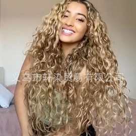 2020新品欧美假发女士金棕色非洲小卷化纤头套爆炸头高温丝假发