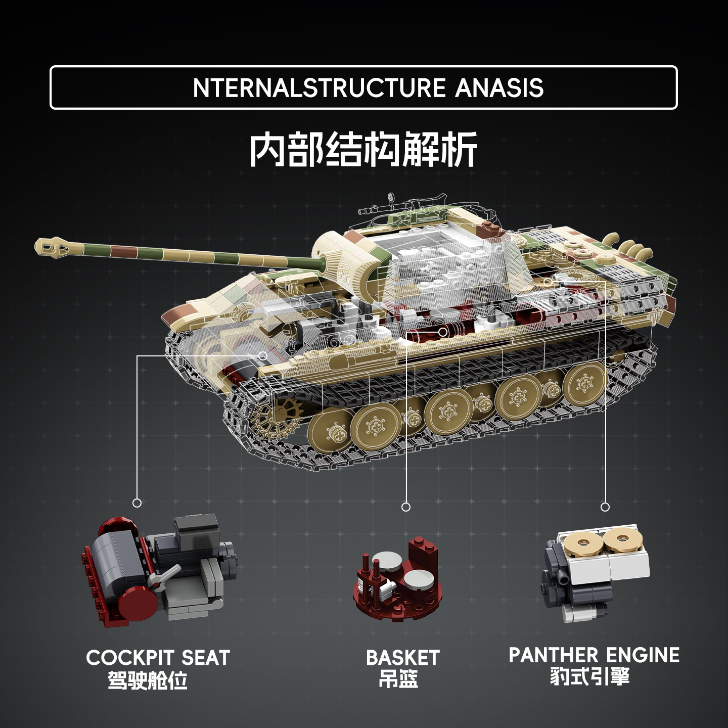 Compatible con la serie TK2 transfronteriza de la Segunda Guerra Mundial de alta militar tigre leopardo modelo de tanque pesado juguetes bloques de construcción al por mayor