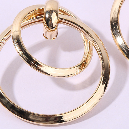 EA775 Limeng jewelry manufacturer European and American fashion new geometric ear hoop earrings personalized double layer hoop earrings for women