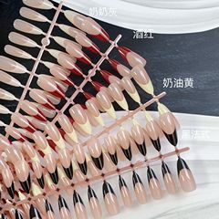 30片手工穿戴美甲黑色法式貴氣百搭氣質高級可拆卸成品穿戴美甲