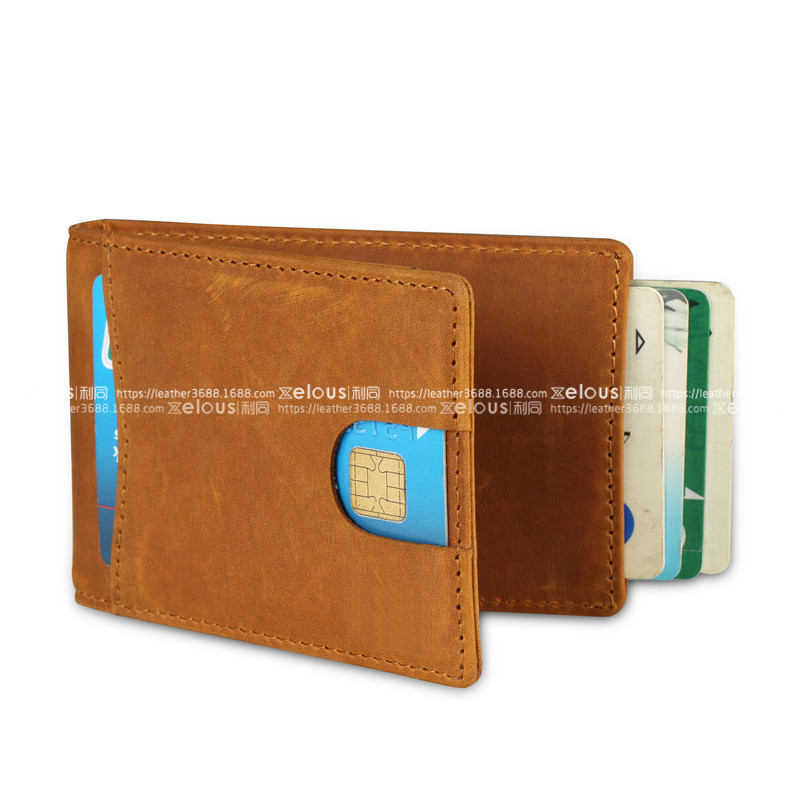 定制男士真皮錢包頭層牛皮rfid錢包短款美金夾卡包