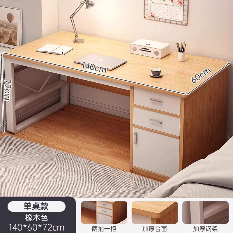 Mesa de estudio de acero, escritorio de escritorio para estudiantes, escritorio de computadora para el hogar, escritorio de trabajo, dormitorio simple con cajón, escritorio de oficina