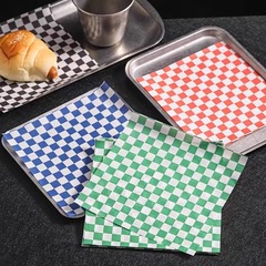 ケーキ食品防油紙パン屋台パッドプレート紙揚げスナック油取り紙カラー格子食品トレイ紙
