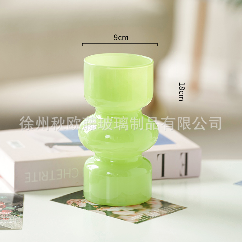 Jarrón de vidrio de barril cónico, estilo nórdico, simple, grande, jarrón transparente, arreglo floral, decoración de escritorio de alta gama, sala de estar