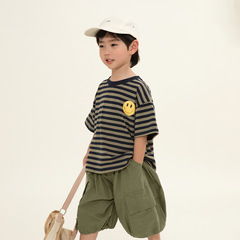 暢果童裝男童條紋短袖t恤兒童韓版夏季休閒上衣中小童薄款半袖