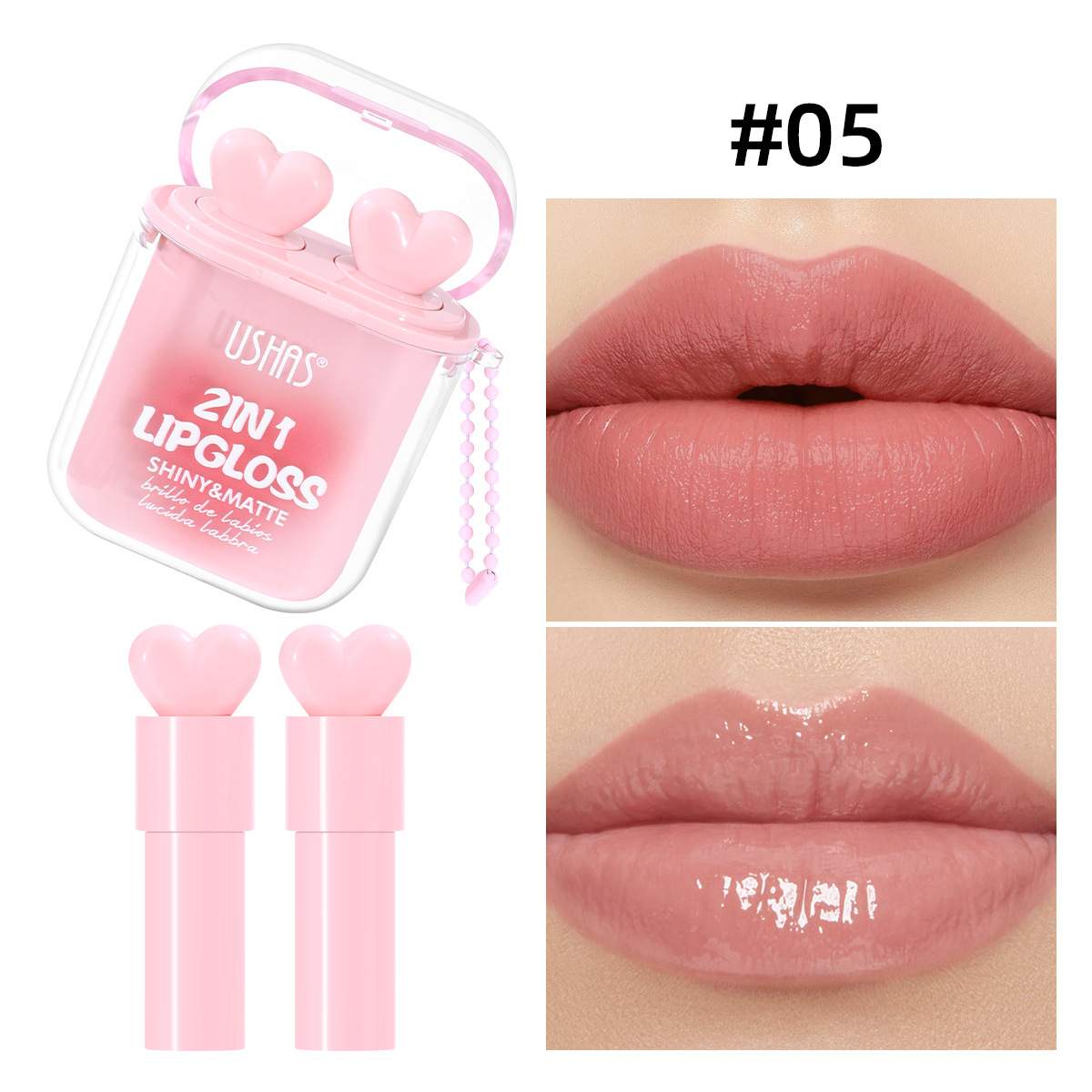 USHAS Transfronterizo Amazon Hot Sale Blush impermeable color duradero doble tubo lipstick ULG015