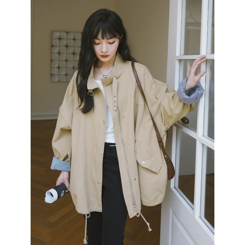 工装风衣外套女春秋新款短款小个子小众新品感时尚|undefined