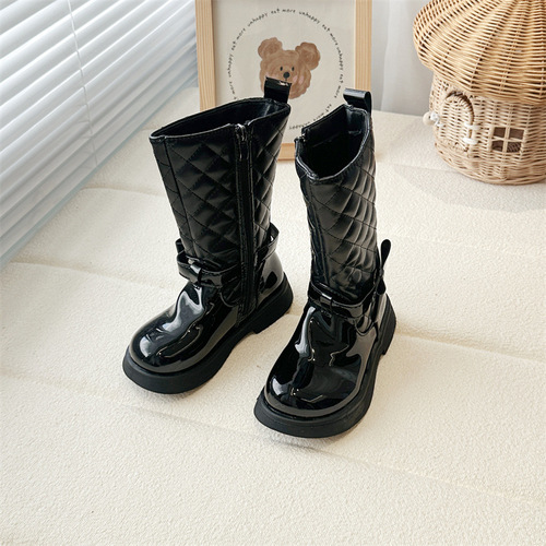25 Autumn/Winter Princess Fashion Bow Flat Boots for Girls Children Martin Boots British Long Boots Colorful Children's Boots