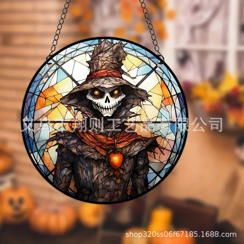 Transfronterizo serie de Halloween acrílico captador de sol artesanía decoración creativa colgante acrílico disco