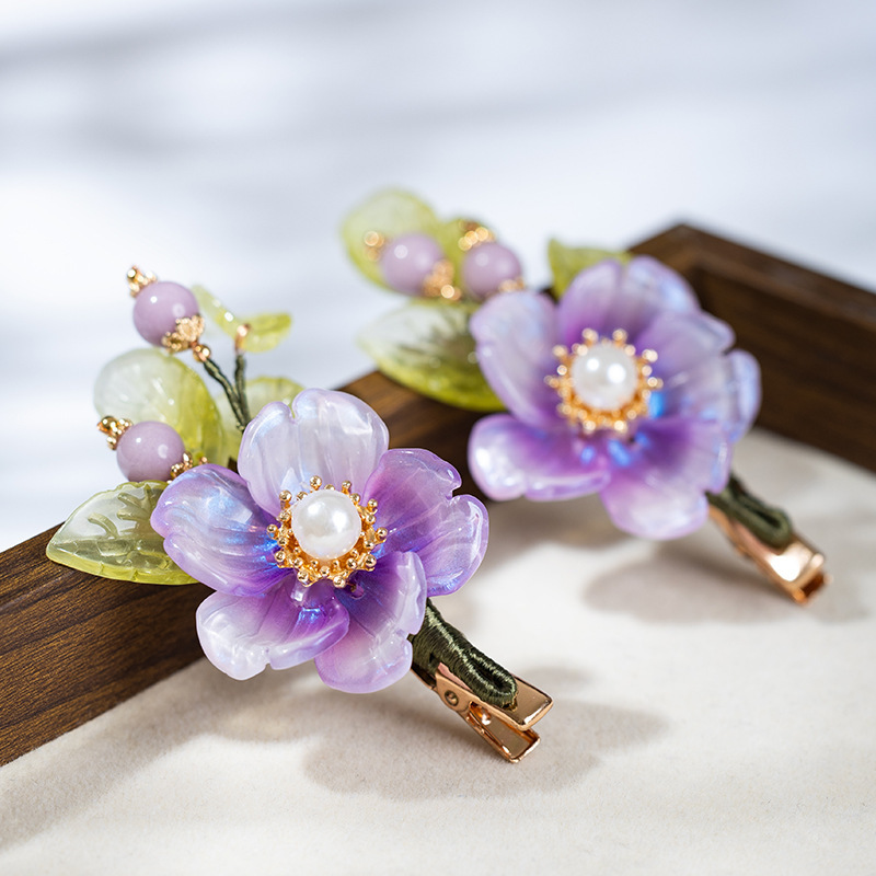 Purple Antique Headwear Hanfu Palace Tang Style Temperament All-match Simple Hairpin Super Fairy Photo Studio Photo Shooting Accessories