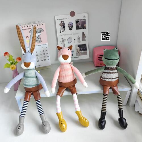 Creative Keychain Cute Rabbit Cartoon Doll School Bag Pendant Long Legged Frog Plush Bag Pendant Wholesale