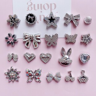 Xiao Xiang Style silver Drill Rabbit Bow Jewelry Accessories DIY Drop Glue Mobile Phone Shell Shoe Flower Accessories Material