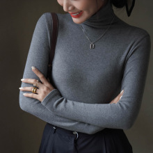 Q2025秋冬季仿羊绒堆堆高领打底衫女款加绒加厚磨毛修身打底衣t恤