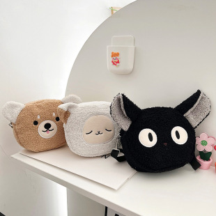 Lamb Wool Small Bag Women's 2021 Autumn and Winter New Fashionable Student Plush Shoulder Bag Cartoon Cute Girl Crossbody Bag