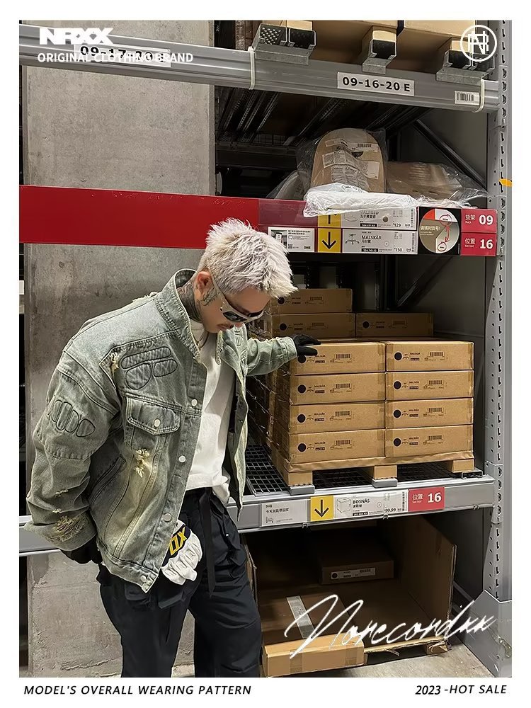 Chaqueta estilo americano con grafiti para hombre, chaqueta vaquera informal estilo Hong Kong, top de primavera y otoño NK019-P62, chaqueta con capucha de moda.