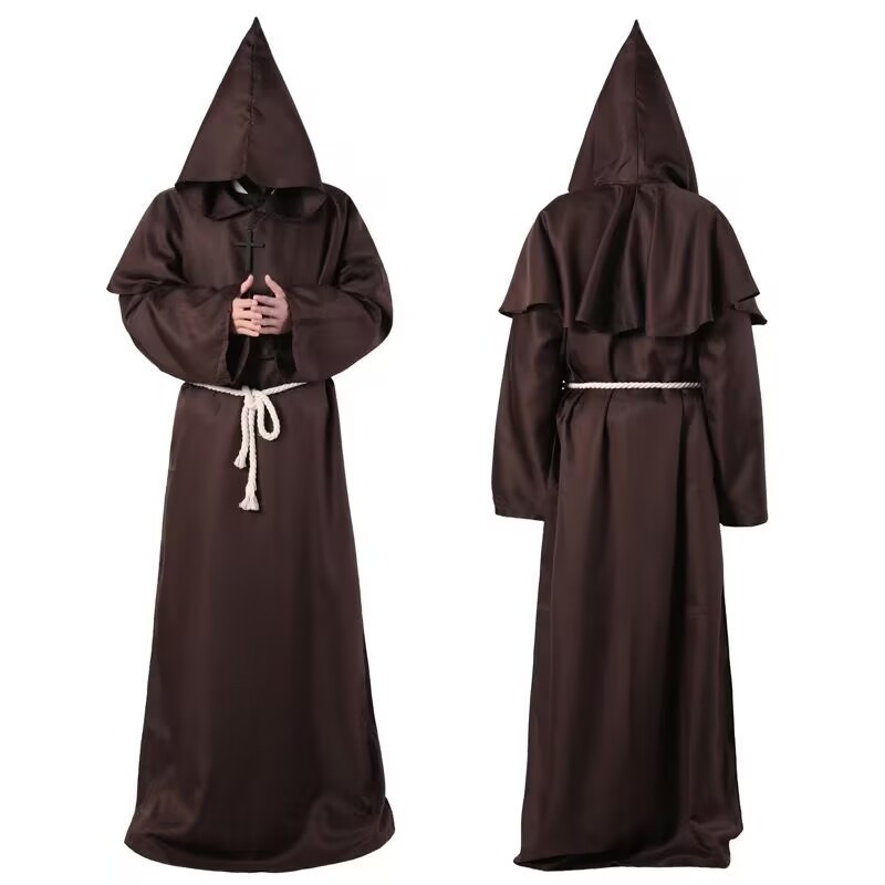 ハロウィンコスプレ中世マント僧侶衣装ウィザード修道士衣装司祭ローブフード付きマント|undefined