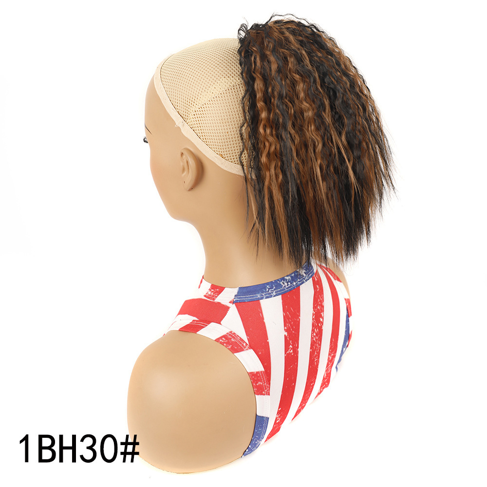Wig ponytail, short fluffy corn perm wig ponytail, African women's drawstring short ponytail wholesale_voghion.com