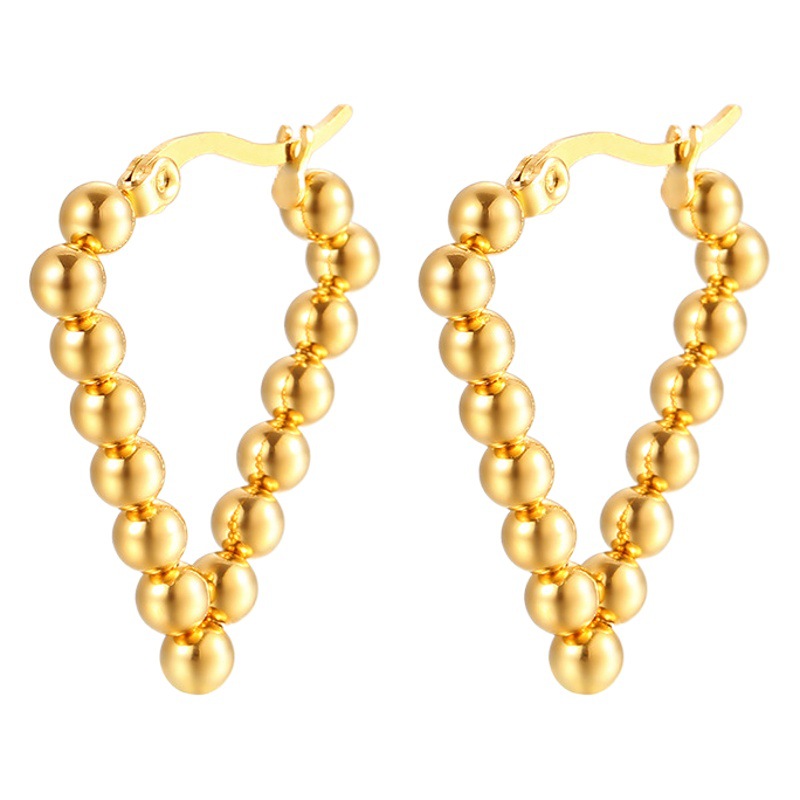 Pendientes triangulares de acero inoxidable de alta gama estilo francés, con diseño exclusivo, modernos pendientes chapados en oro de 18 quilates.