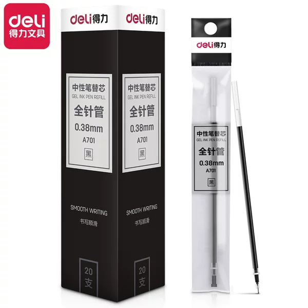Deli stationery full needle neutral refill black water refill 0.38mm office refill signature refill wholesale