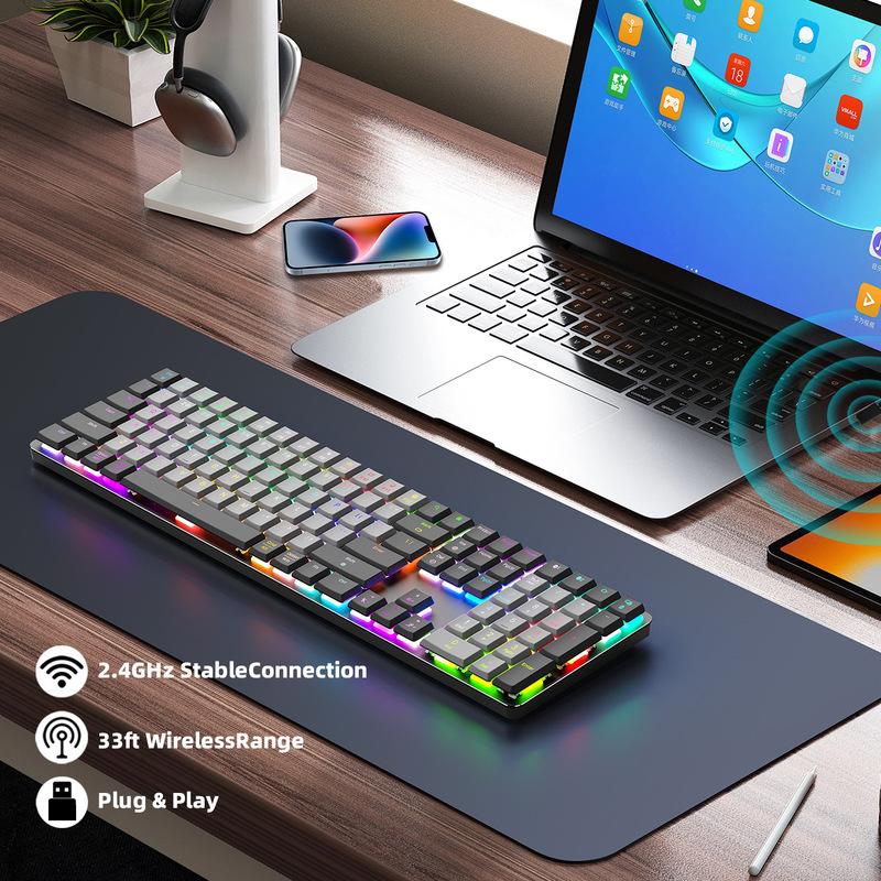 CX30 ワイヤレス Bluetooth 三モード アルミニウム合金 メカニカルキーボード RGB ロープロファイル レッド軸 ゲーミングメカニカルキーボード レッド軸|undefined