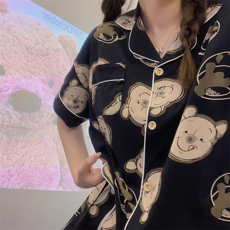 Factory Wholesale Internet Celebrity ins Korean Cartoon Pajamas for Women Summer Strawberry Bear Short-sleeved Shorts High-end Can Be Exported