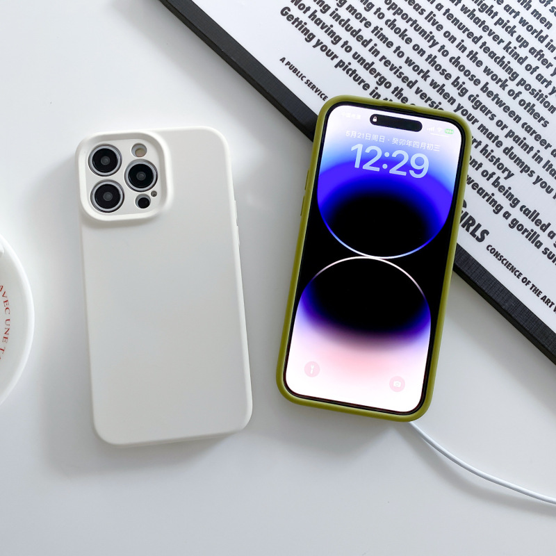 アップル14pro携帯ケース液体シリカゲルの純色を適用して、新しいシンプルな転倒防止のために、マグセーフ磁気吸引携帯ケースを適用します。|undefined