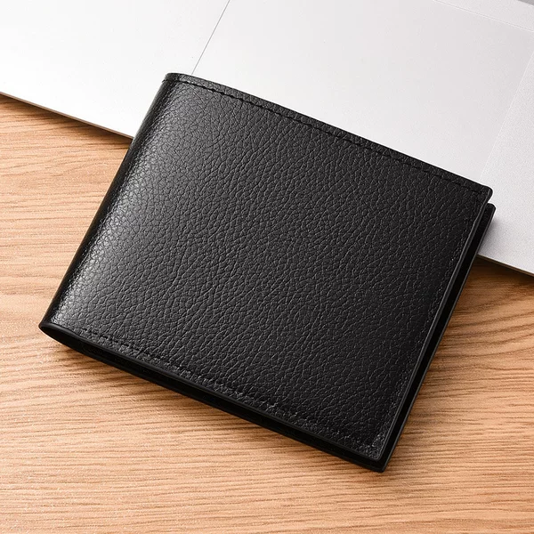 Wallet Men's Short New Style 80% off Lychee Pattern Soft Surface Wallet Men's Youth Casual Driver's License Wallet Wallet