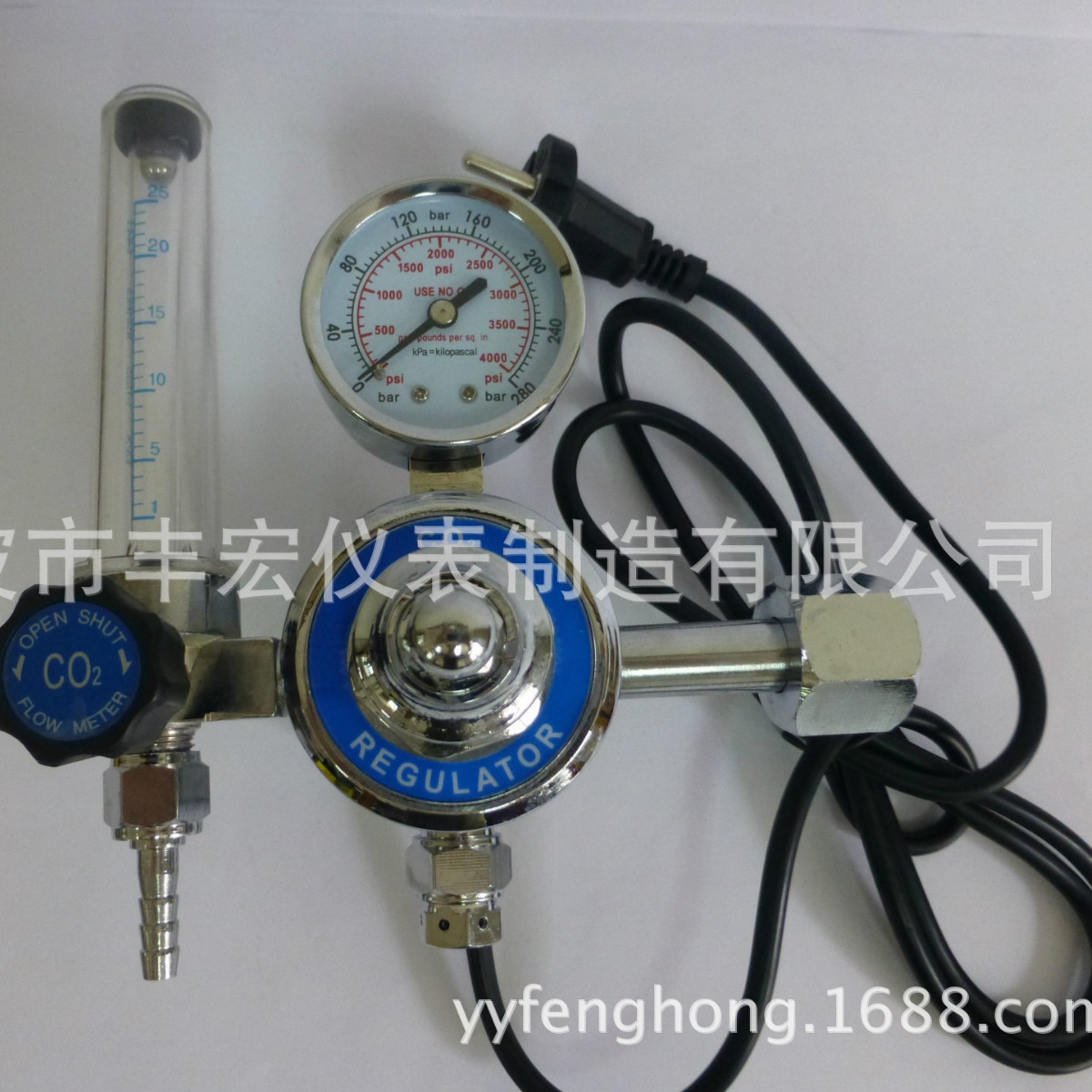 批量加热型二氧化碳减压阀 外贸全铜二氧化碳减压器 电加热减压器