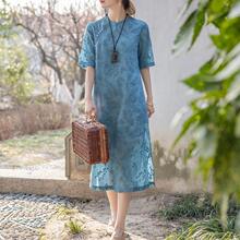 品牌折扣撤柜外贸原单2025新款棉麻刺绣中式改良旗袍显瘦连衣裙女