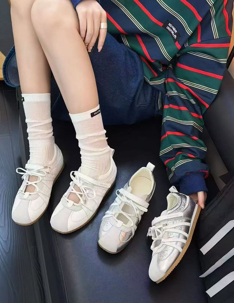 5cm Height Increasing Sweet Girl German Training Women Genuine Leather Korean Style Sports Ballet Mary Jane Silver_vogvips.com