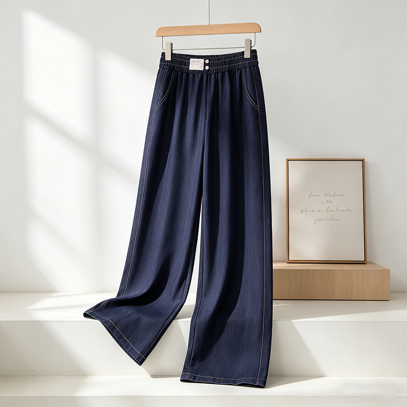 Summer New Style *Anti-Fade* Denim Blue Slim-Fit Stretchy Loose Casual High-Waisted Narrow Straight Wide-Leg Jeans