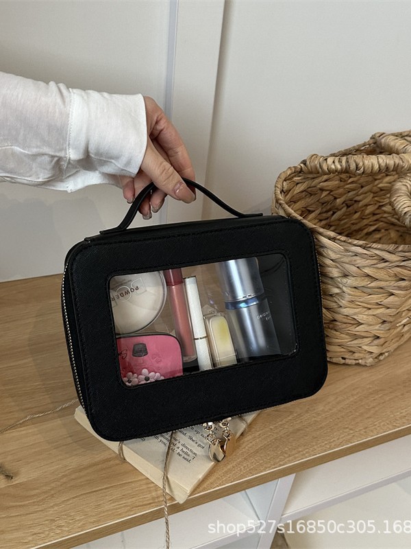 Bolso de Mano Transparente para Maquillaje de PU y PVC para Viajes y Uso Diario