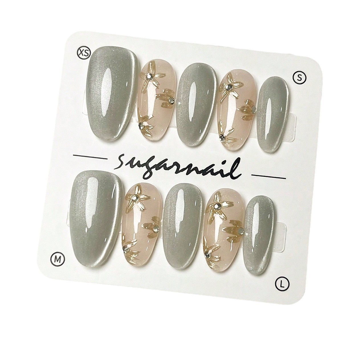 Uña hecha a mano, productos de alta calidad, 10 piezas de puro deseo, ojos de gato, temperamento frío, largo, uña falsa hecha a mano pura.