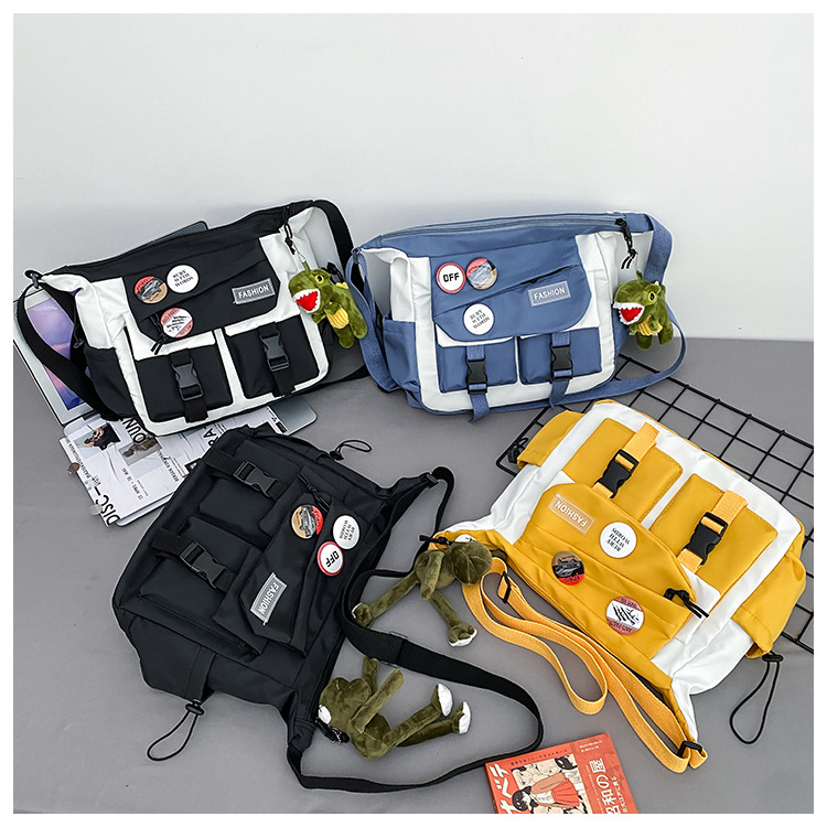Korean ins fashion single-shoulder crossbody bag, trendy brand color sports bag, middle and high school schoolbag, college student class backpack undefined