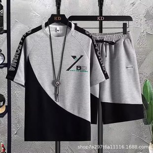 LiTerary Five-poinT PanTs Fashionable Five-quarTer Sleeve Trendyy Harajuku Men Japanese STyle T-shirT New ins Summer Lazy Casual SuiT