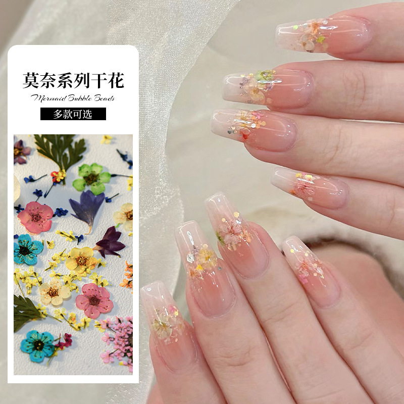 Manicure Dried Flowers Spring Pure Desire Monet Garden Oil Painting Natural Dried Petals DIY Material Nail Accessories Boxed