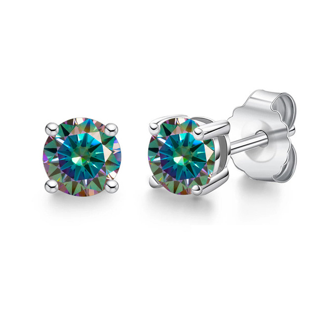 Ventas transfronterizas S925 plata 1 quilate D color moissanite orejetas clásicas cuatro garras orejetas en vivo fuentes de ventas calientes